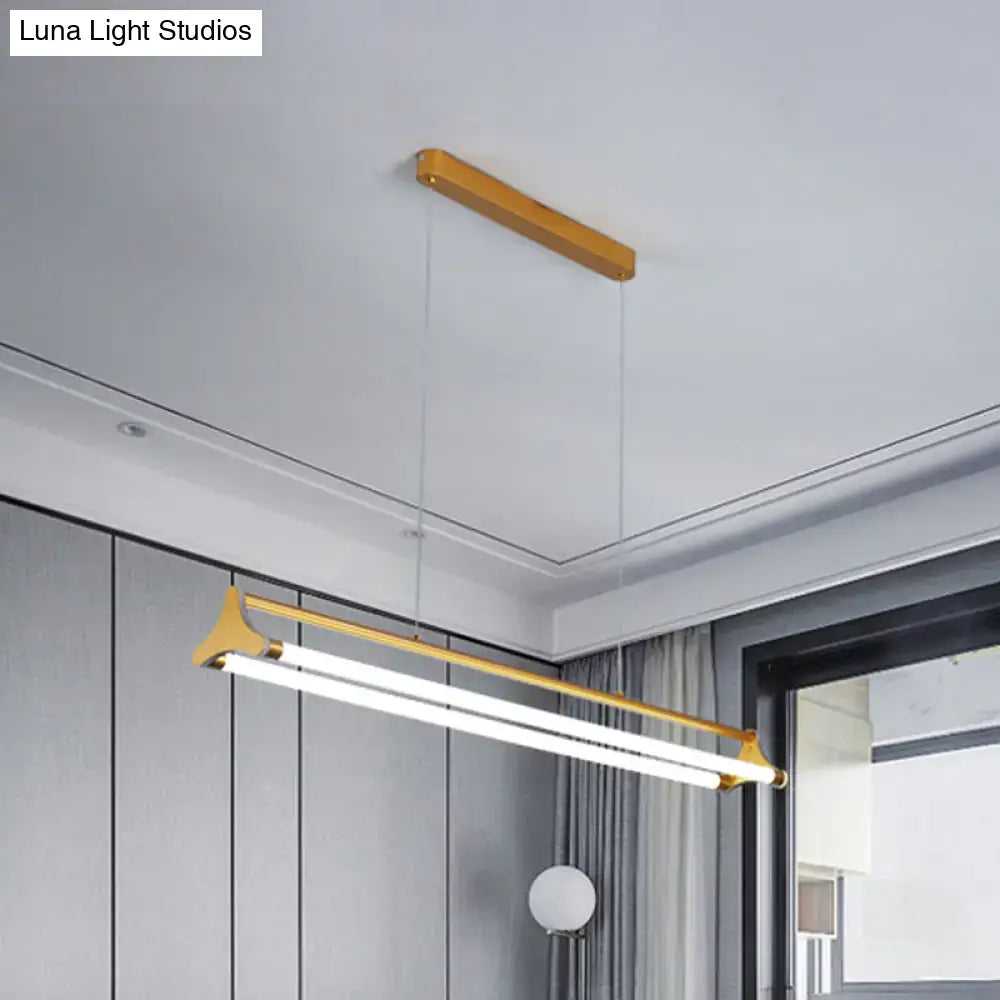 Modern gold tube chandelier – living room glass pendant light
