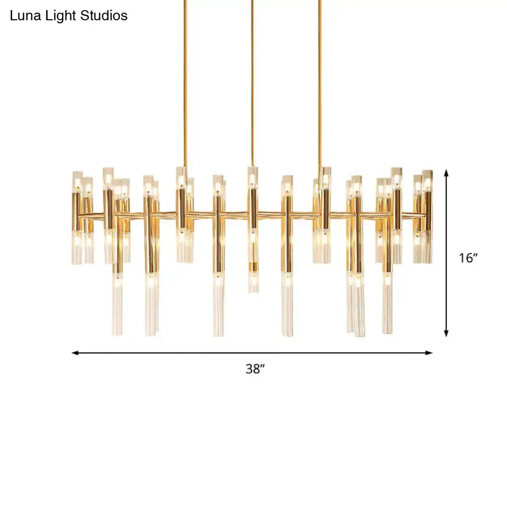 Modern gold tubular led island pendant dining room chandelier