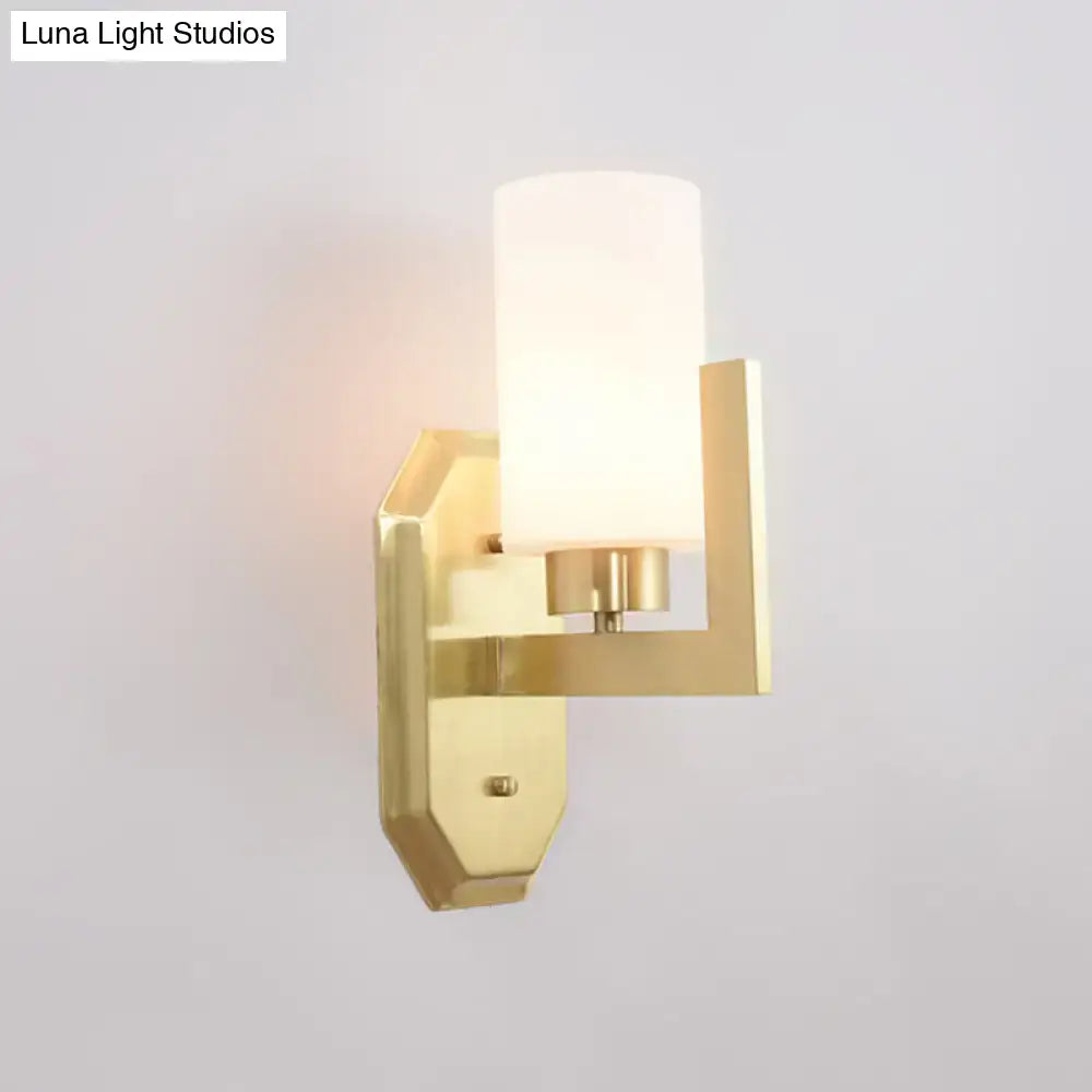 Modern gold tubular wall lamp living room glass fixture