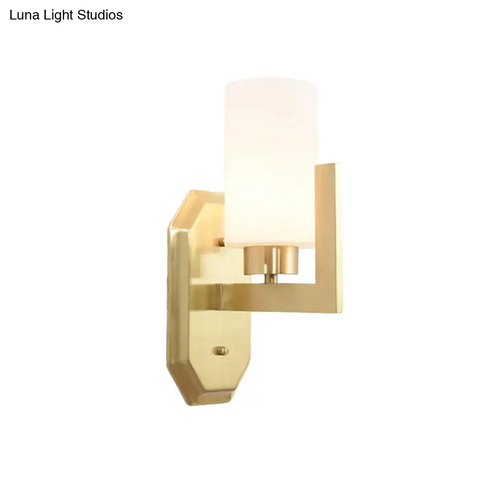 Modern gold tubular wall lamp living room glass fixture