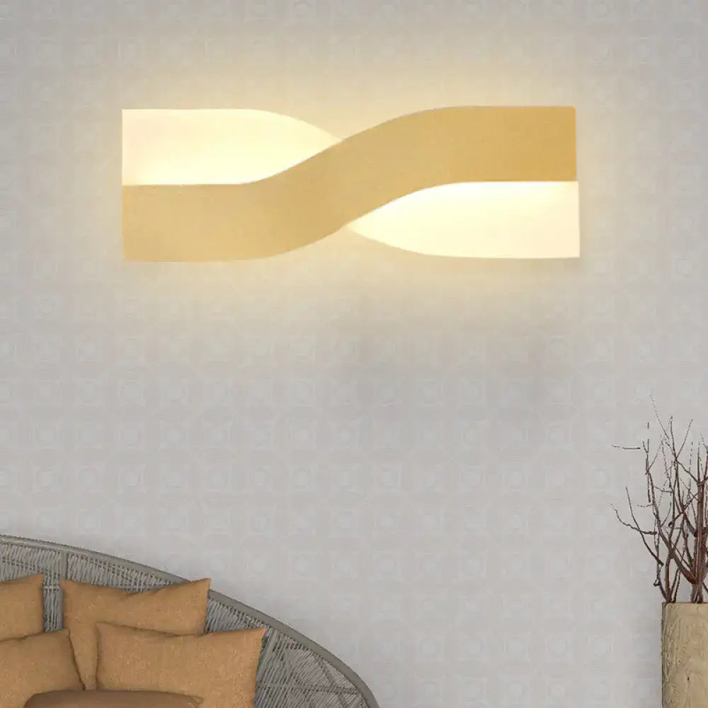 Modern gold twisted led wall lamp bedroom fixture width 8in 110v-240v