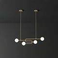 Modern gold u-shaped glass shade pendant light for dining room island