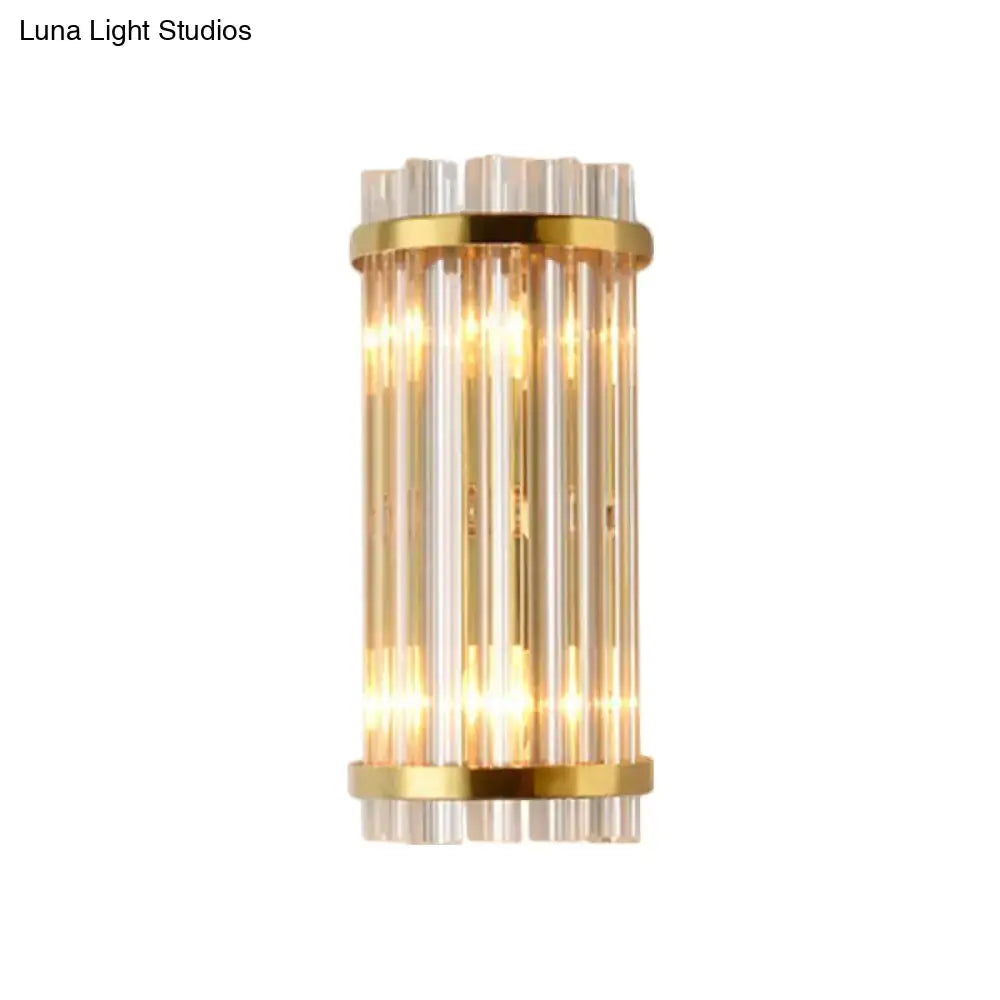 Modern gold wall lamp with crystal rod shade bedroom sconce