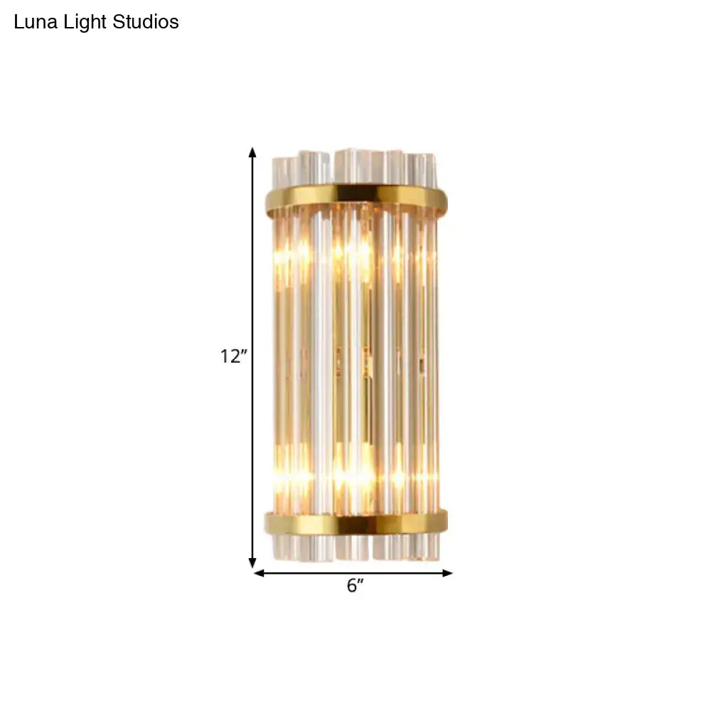 Modern gold wall lamp with crystal rod shade bedroom sconce