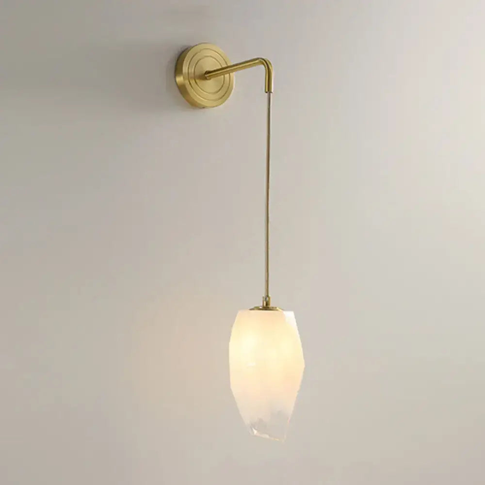 Modern gold wall lamp with frosted glass shade bedroom sconce