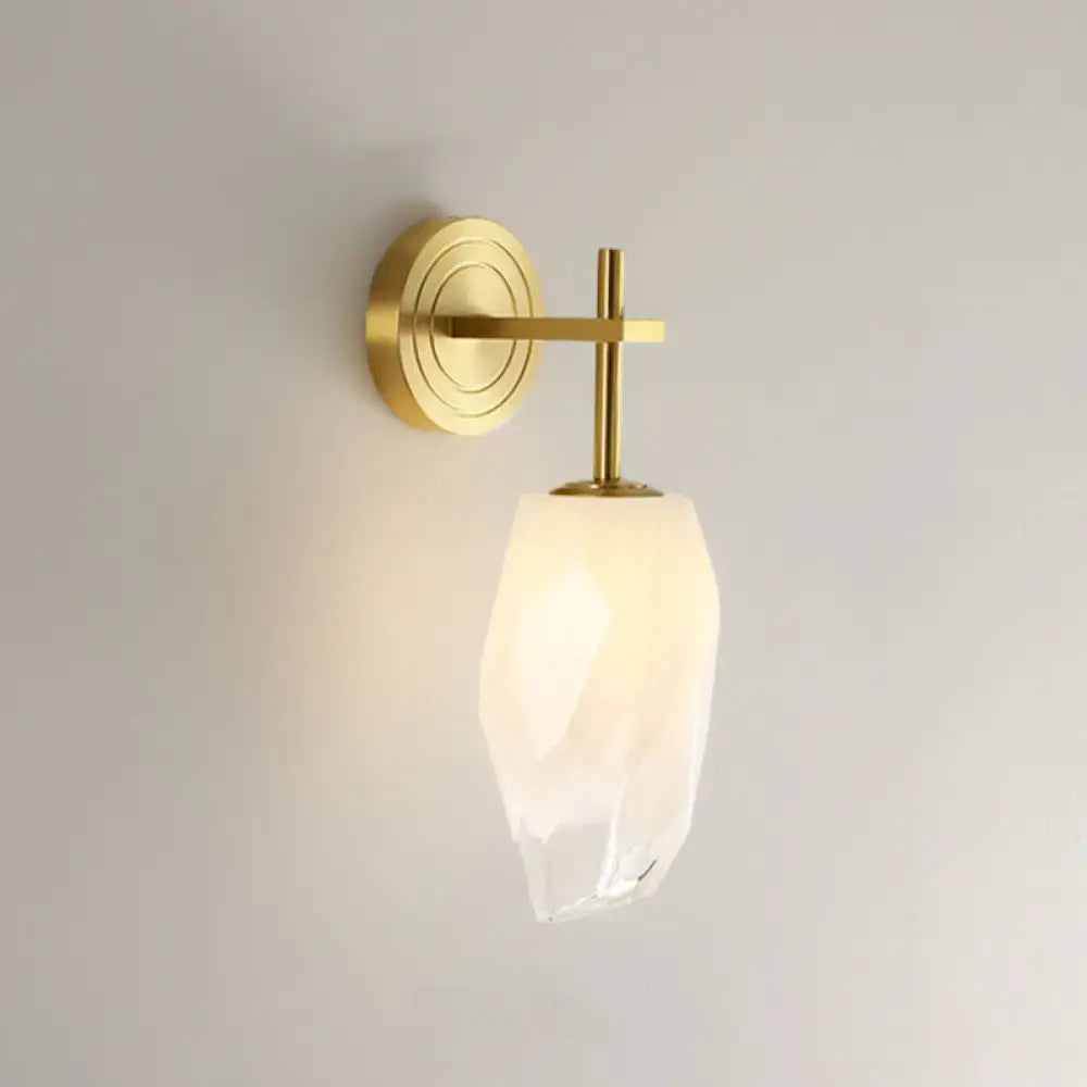 Modern gold wall lamp with frosted glass shade bedroom sconce
