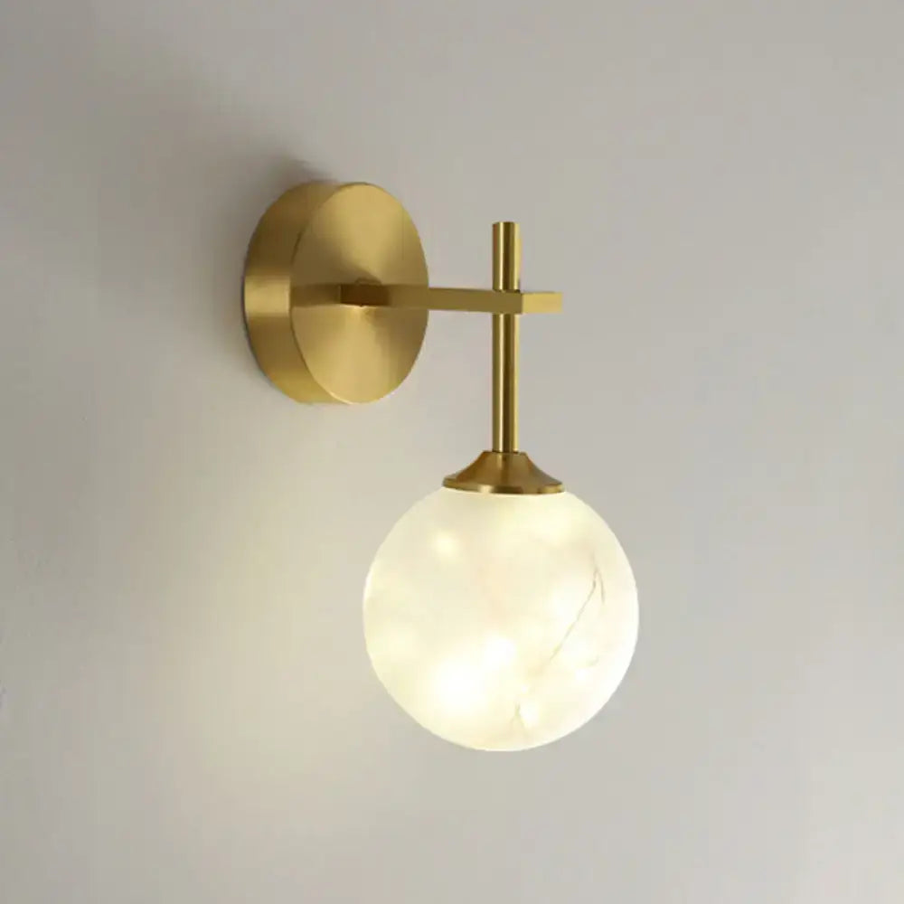 Modern gold wall lamp with frosted glass shade bedroom sconce