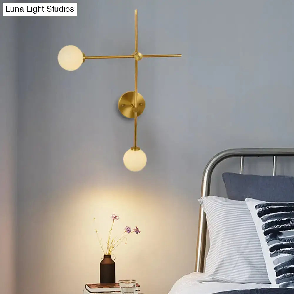 Modern gold wall mount lamp with closed glass for living room