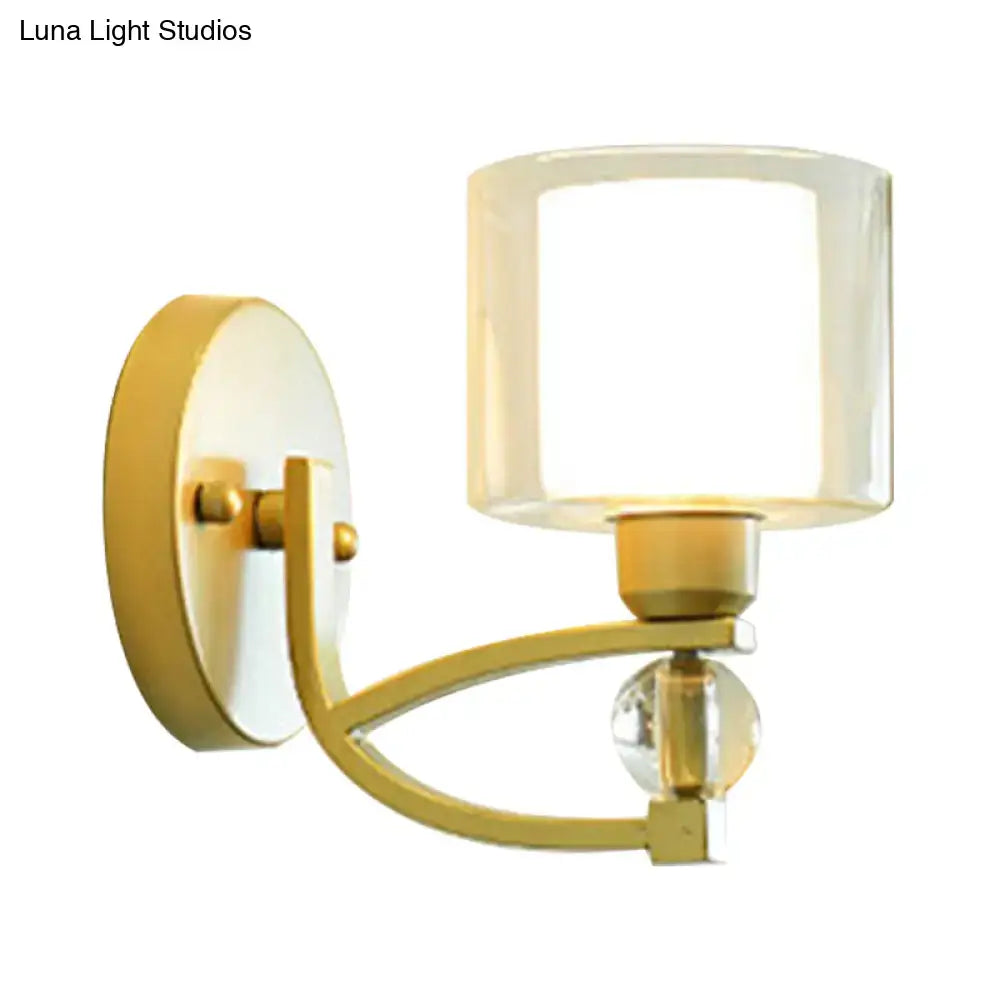 Modern gold wall mounted lamp bedroom dual glass sconce