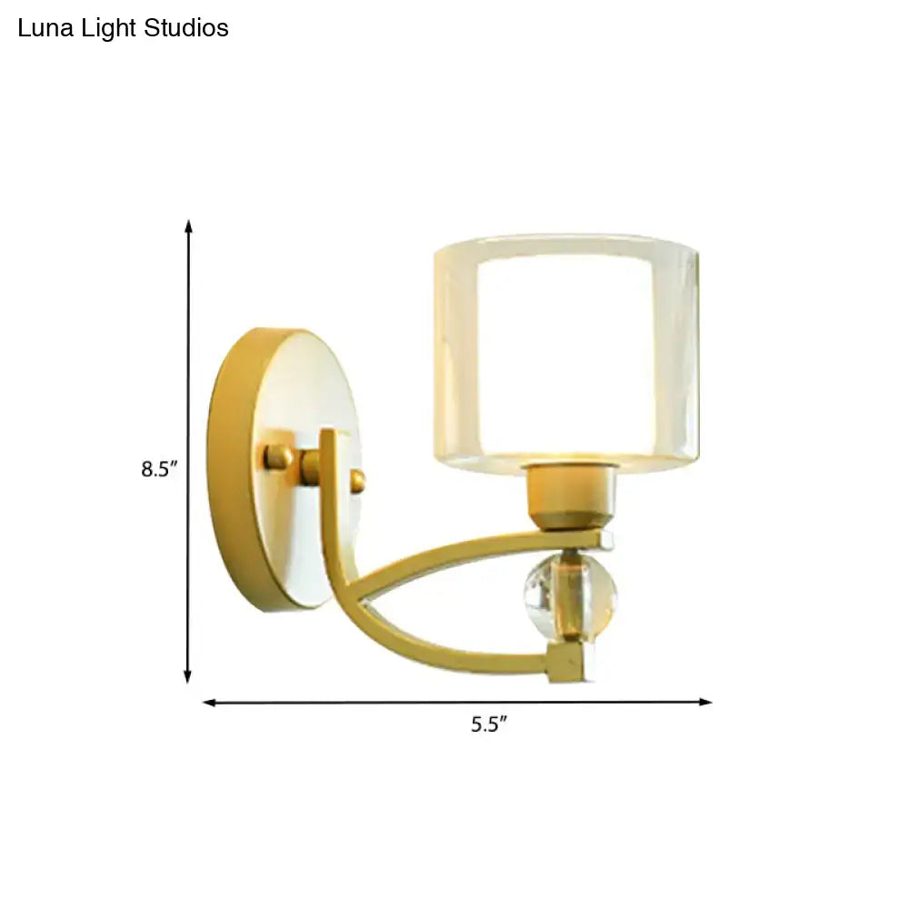 Modern gold wall mounted lamp bedroom dual glass sconce