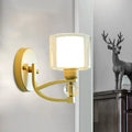 Modern gold wall mounted lamp bedroom dual glass sconce