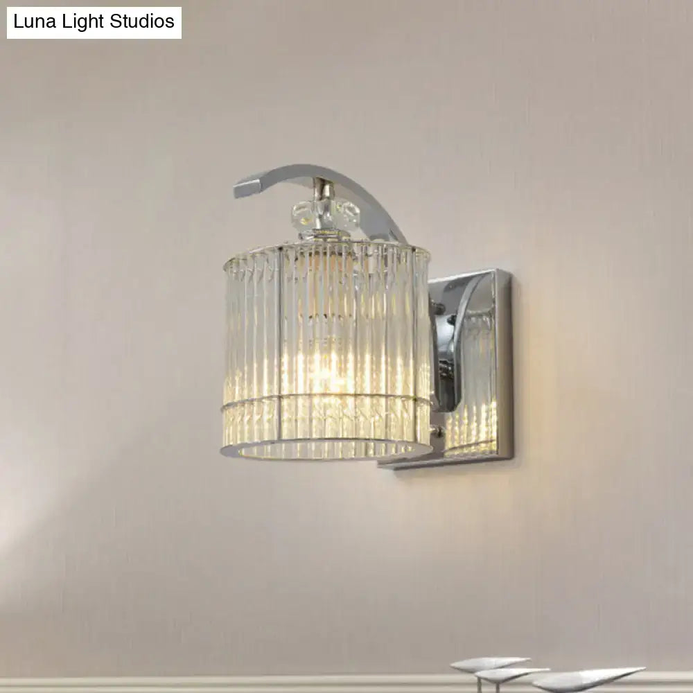 Modern gold wall mounted lamp with clear crystal shade bedroom sconce
