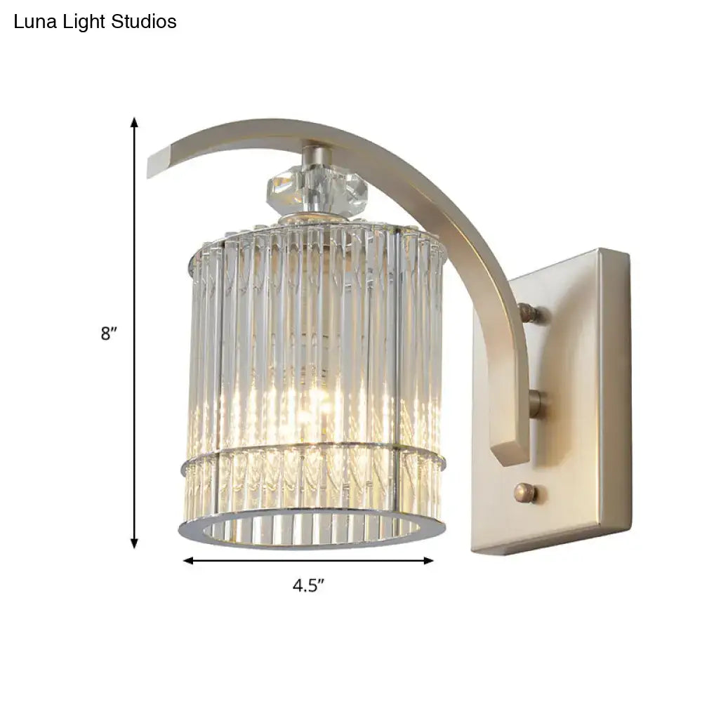 Modern gold wall mounted lamp with clear crystal shade bedroom sconce