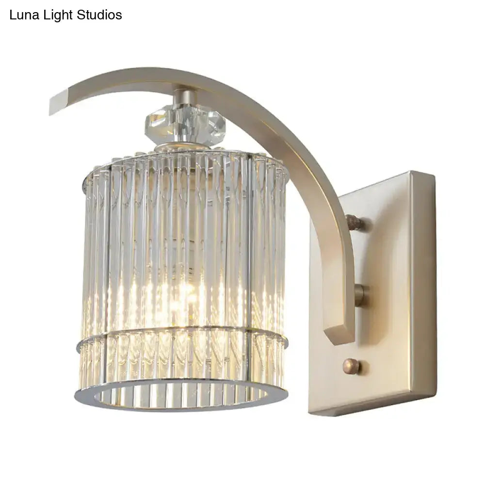 Modern gold wall mounted lamp with clear crystal shade bedroom sconce