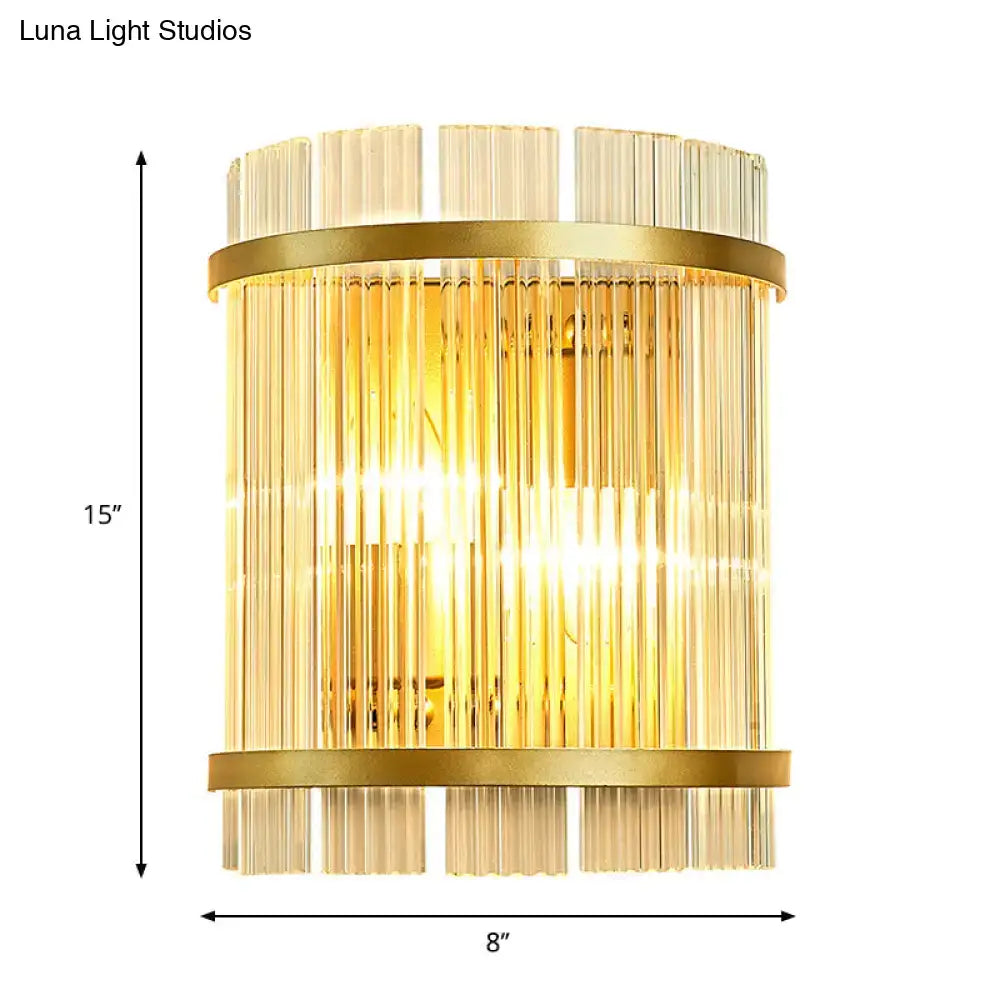Modern gold wall sconce with clear crystal rods for hallways