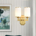 Modern gold wall sconce with opal glass shades bedroom light fixture