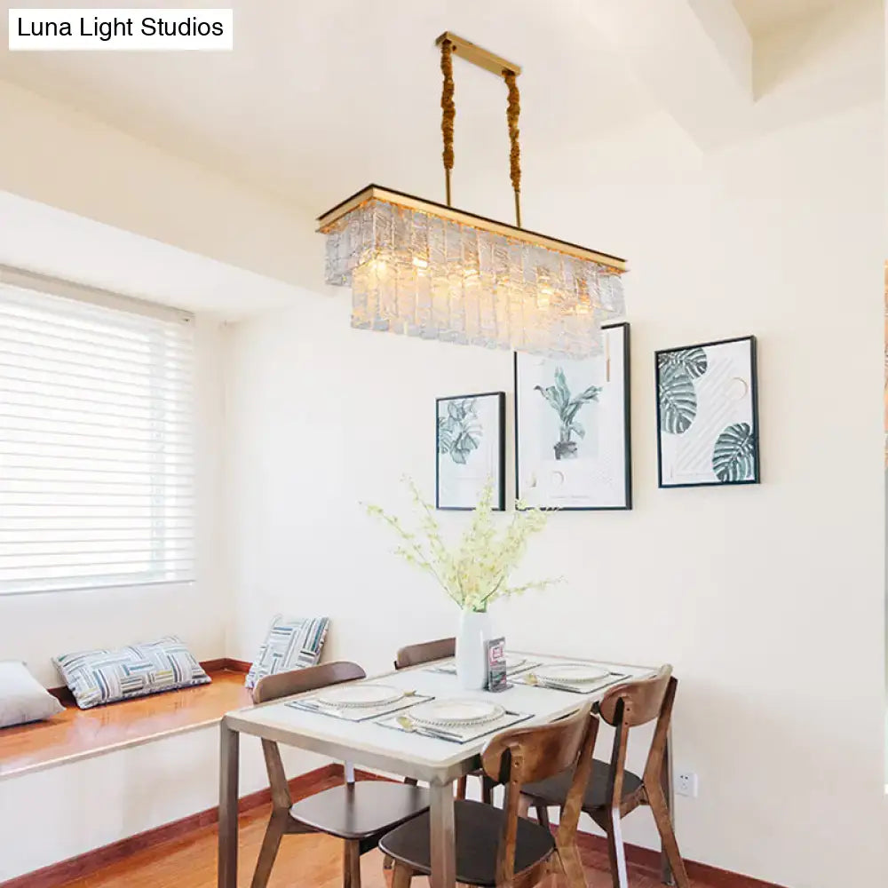 Modern gold water crystal pendant light dining room ceiling fixture