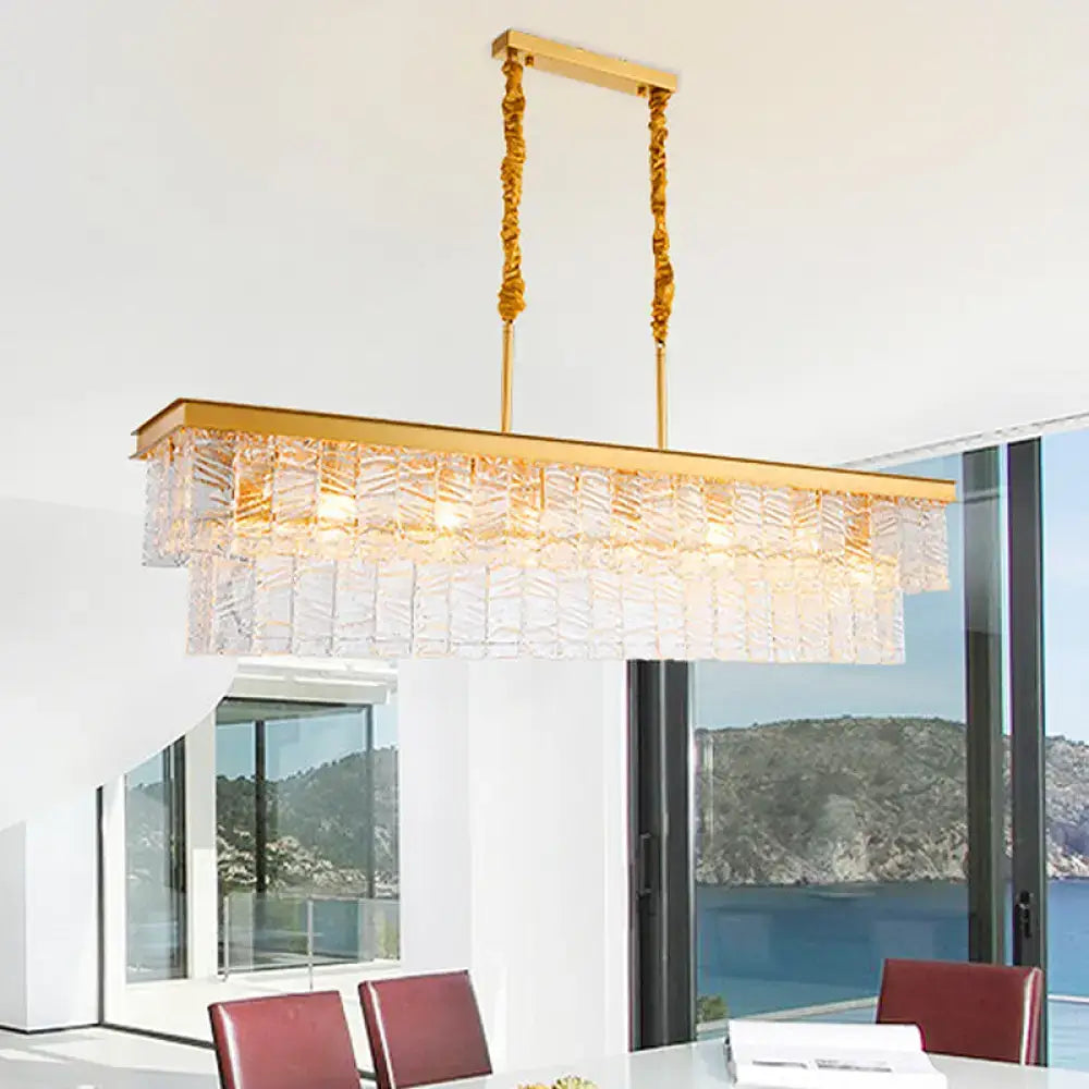 Modern gold water crystal pendant light dining room ceiling fixture