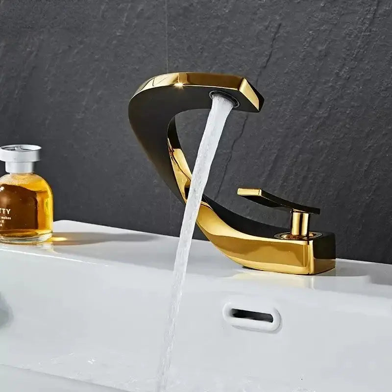 Modern gold waterfall brass basin faucet bathroom sink tap