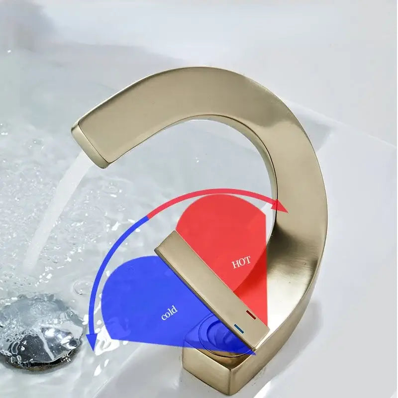 Modern gold waterfall brass basin faucet bathroom sink tap