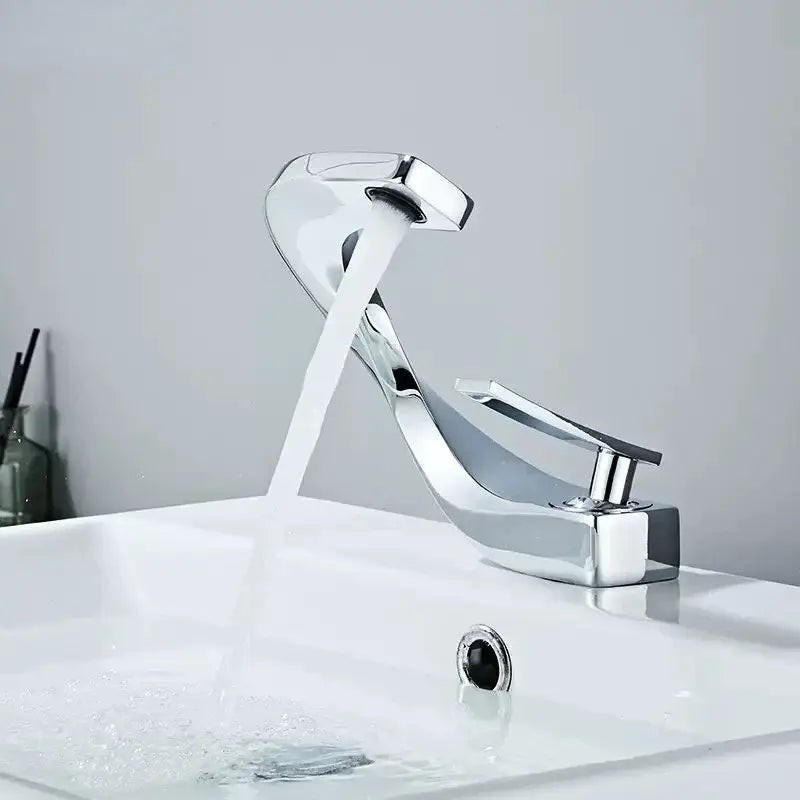Modern gold waterfall brass basin faucet bathroom sink tap
