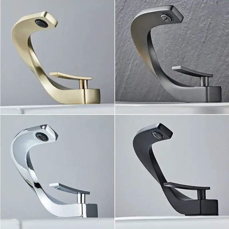 Modern gold waterfall brass basin faucet bathroom sink tap