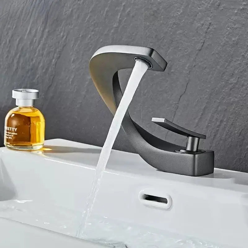 Modern gold waterfall brass basin faucet bathroom sink tap