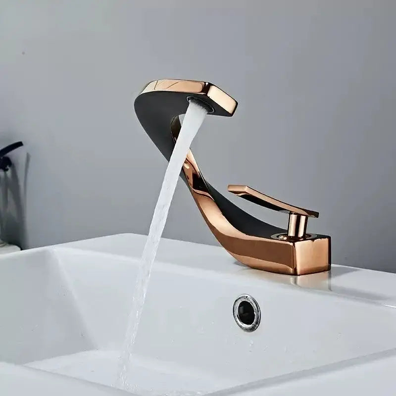 Modern gold waterfall brass basin faucet bathroom sink tap