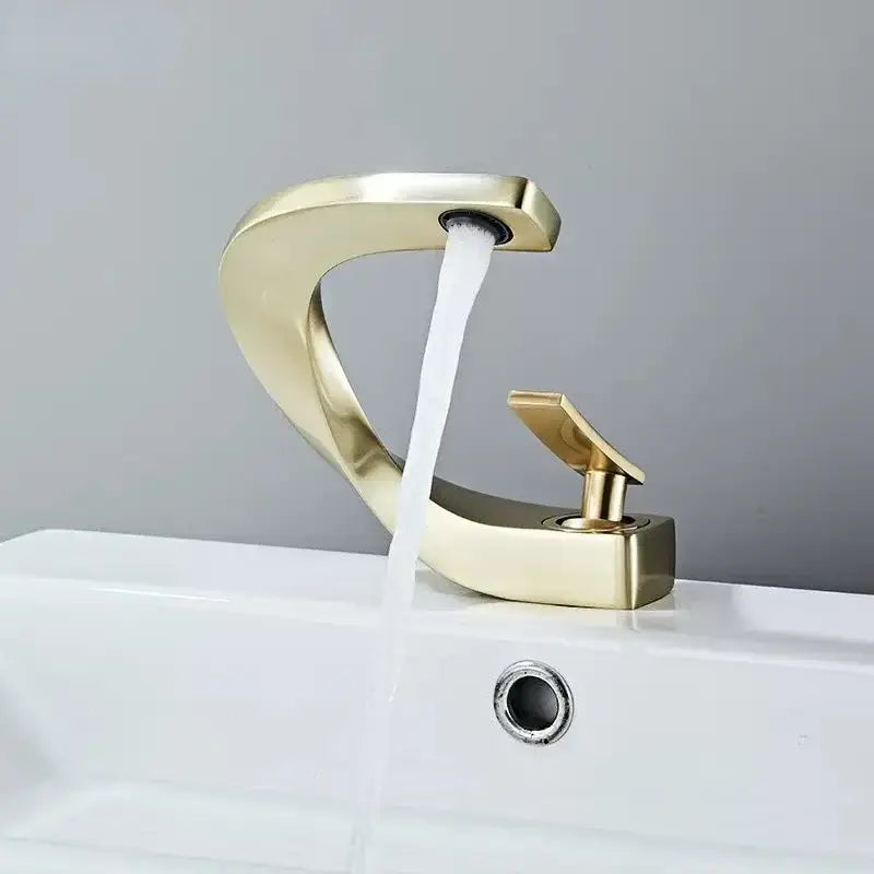 Modern gold waterfall brass basin faucet bathroom sink tap