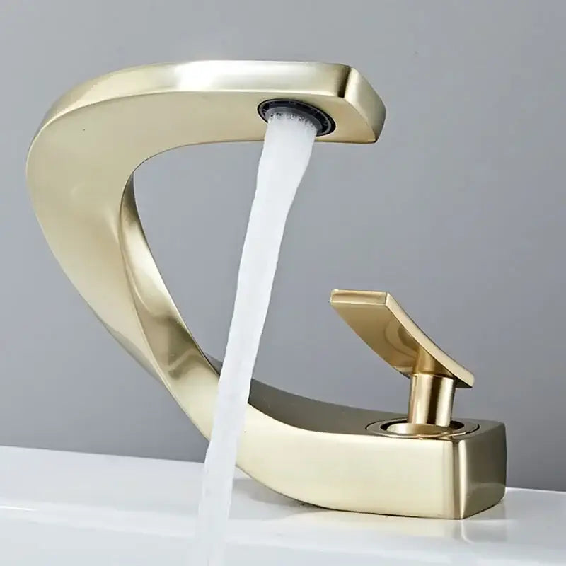 Modern gold waterfall brass basin faucet bathroom sink tap