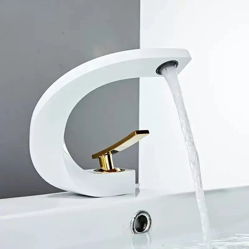 Modern gold waterfall brass basin faucet bathroom sink tap