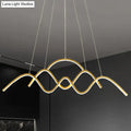 DecorBites™ modern gold metal LED light fixture with wave design and integrated warm white lighting for dining room