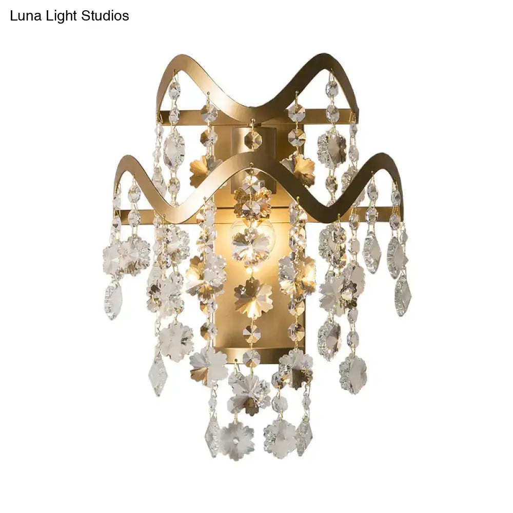 Modern gold wave sconce living room light with shell accent