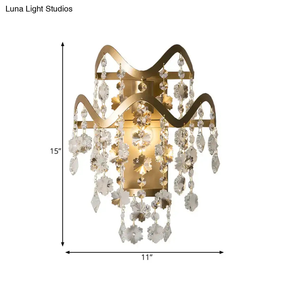 Modern gold wave sconce living room light with shell accent