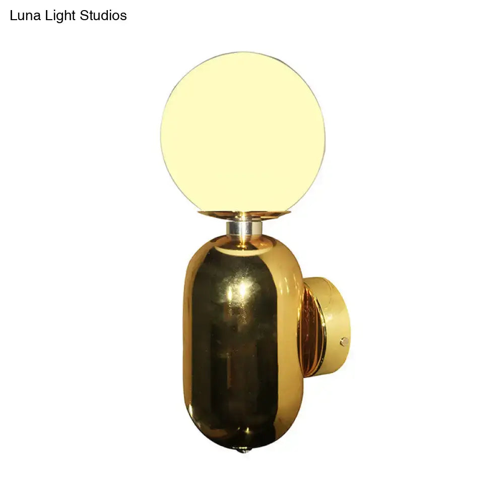 Modern gold white glass globe wall sconce bedroom e26 e27 light