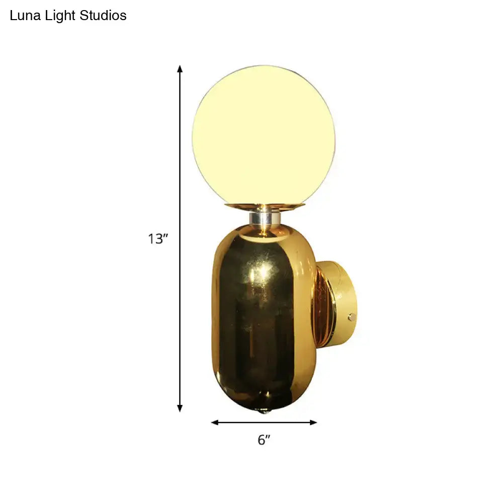 Modern gold white glass globe wall sconce bedroom e26 e27 light