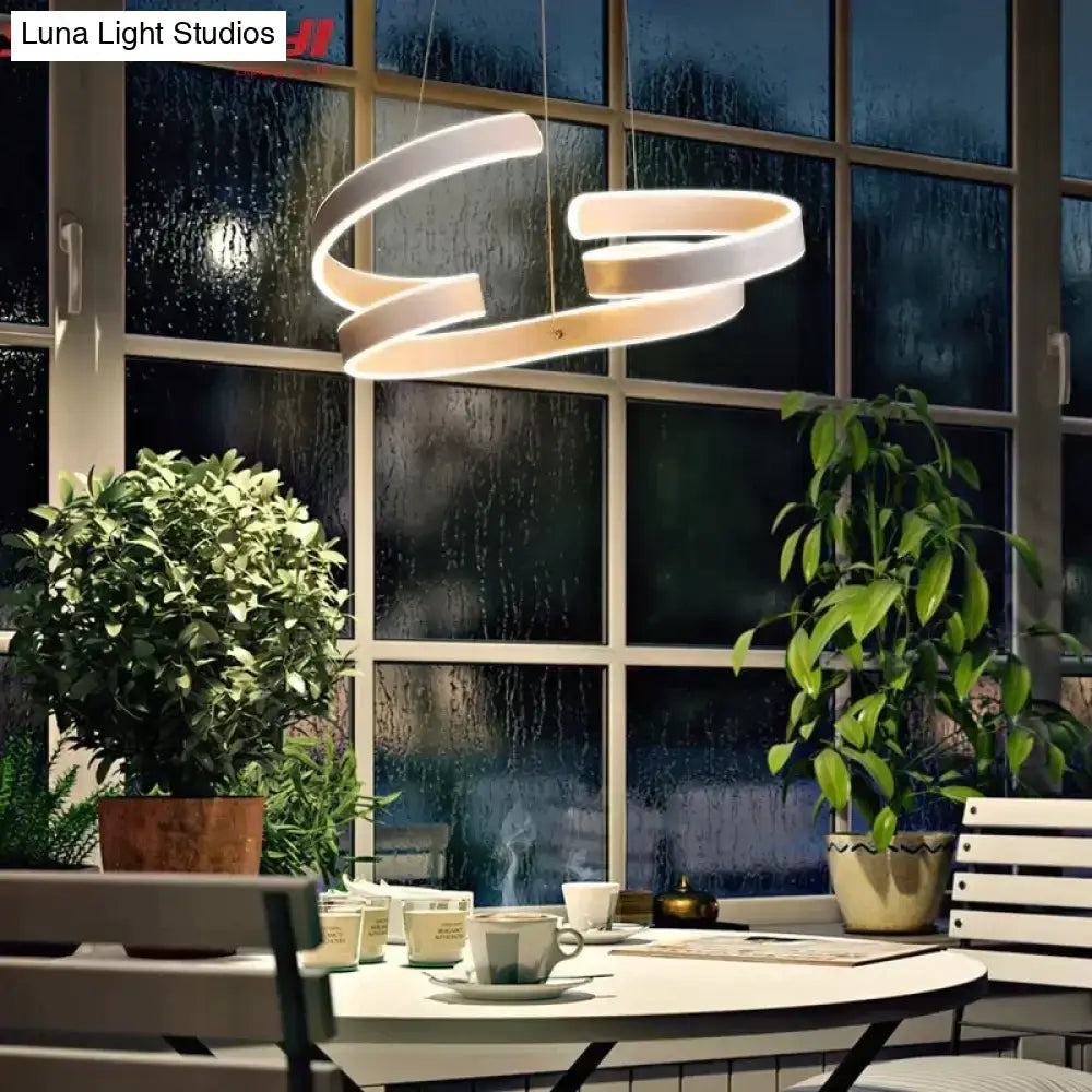 Modern gold & white led pendant lights for dining room