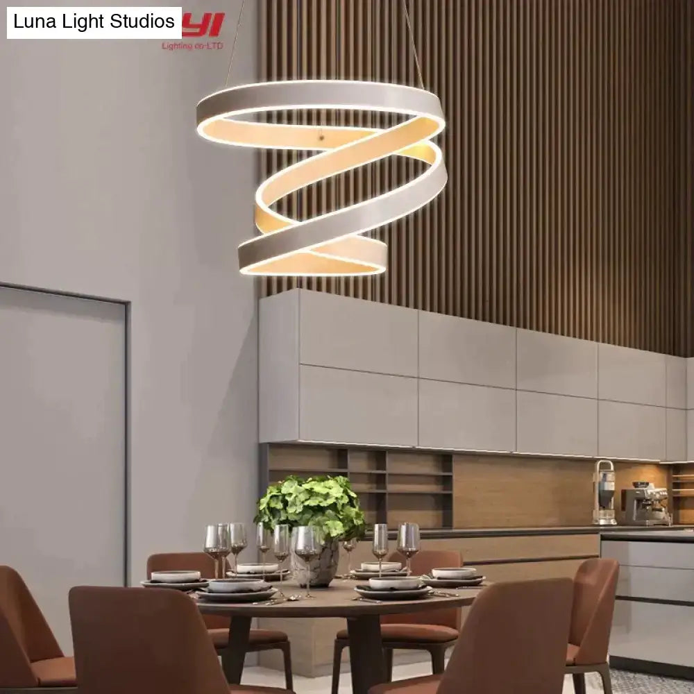 Modern gold & white led pendant lights for dining room