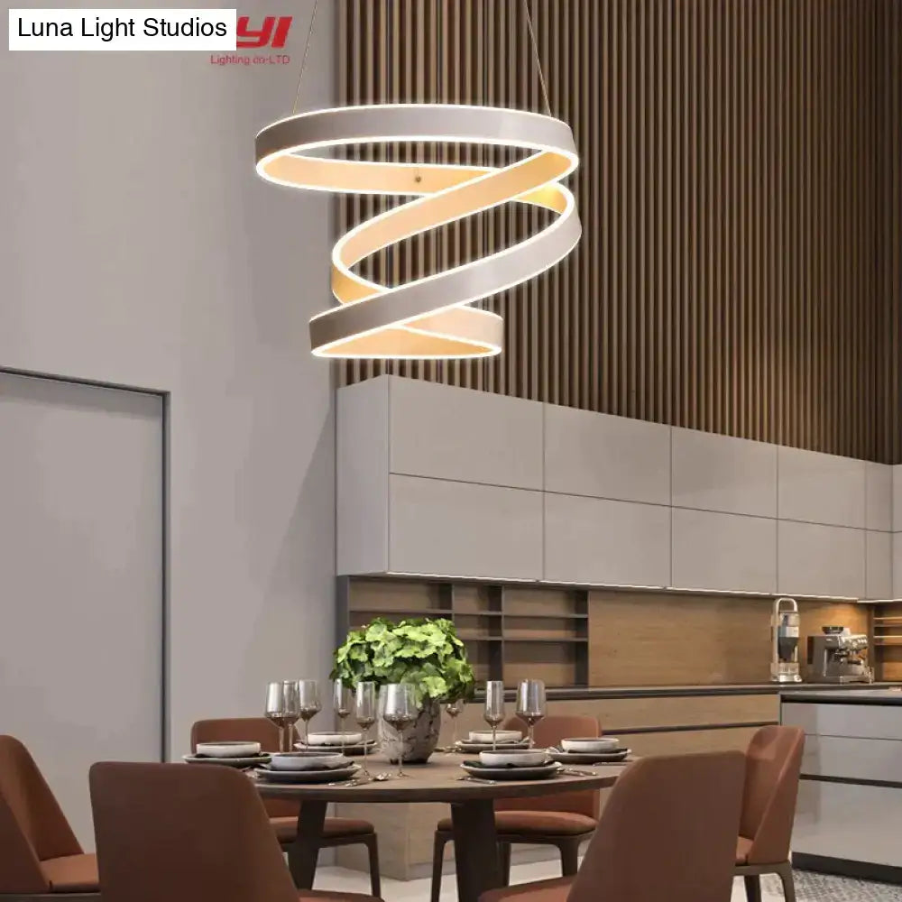 Modern gold & white led pendant lights for dining room