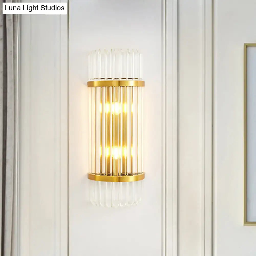 Modern golden crystal shade wall sconce bedroom lamp