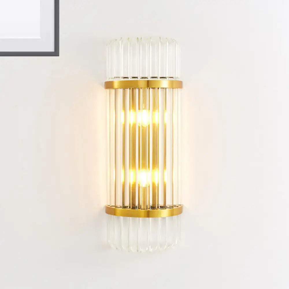 Modern golden crystal shade wall sconce bedroom lamp