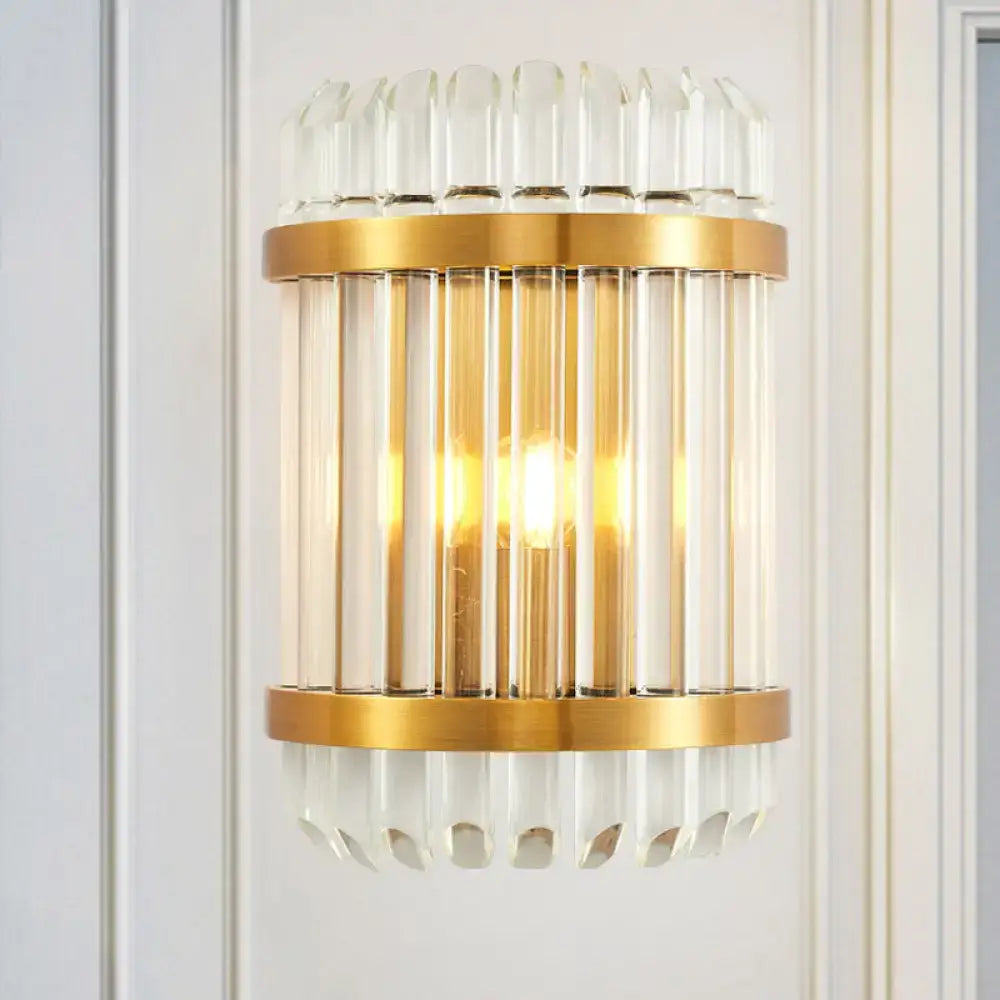 Modern golden crystal shade wall sconce bedroom lamp