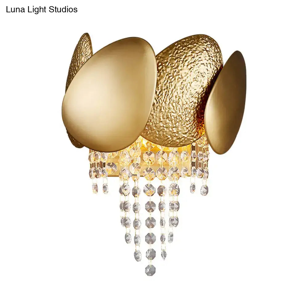Modern golden egg wall mount light bedroom crystal sconce