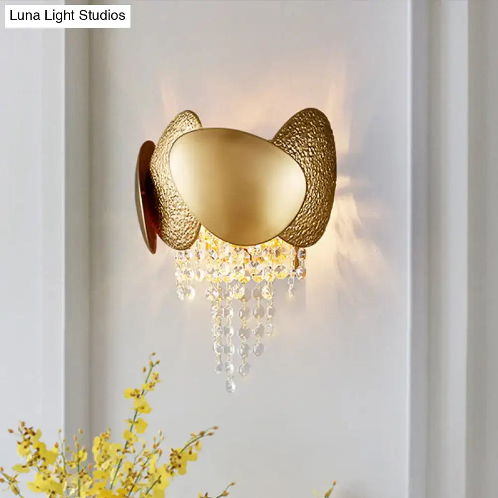 Modern golden egg wall mount light bedroom crystal sconce