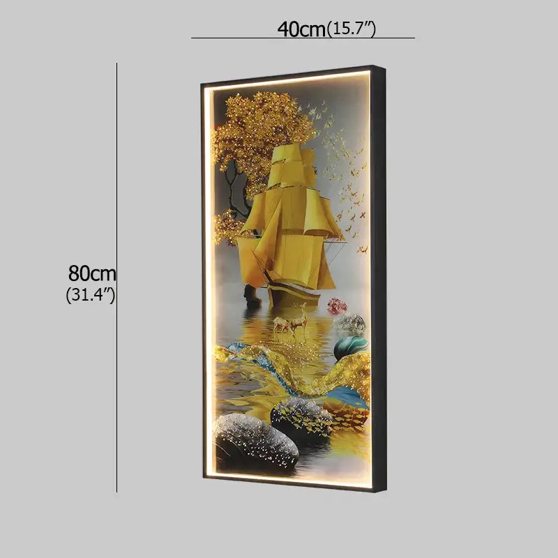 Modern golden scenic mountain wall sconces for living room decor