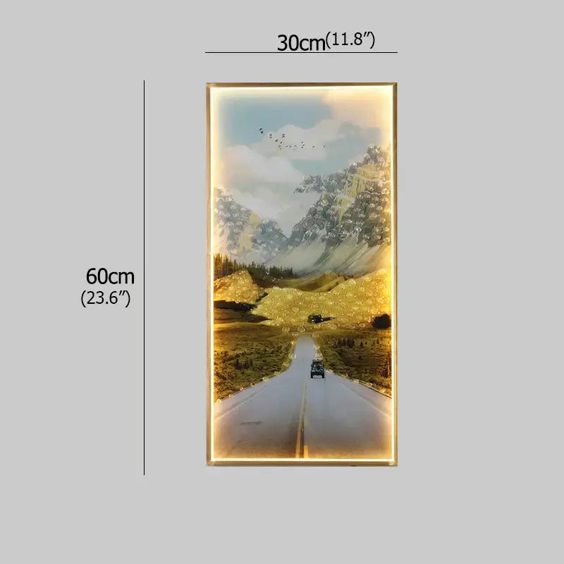 Modern golden scenic mountain wall sconces for living room decor