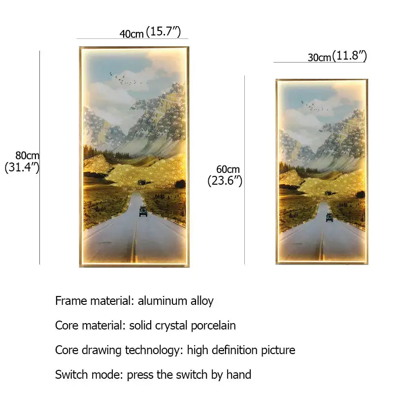 Modern golden scenic mountain wall sconces for living room decor