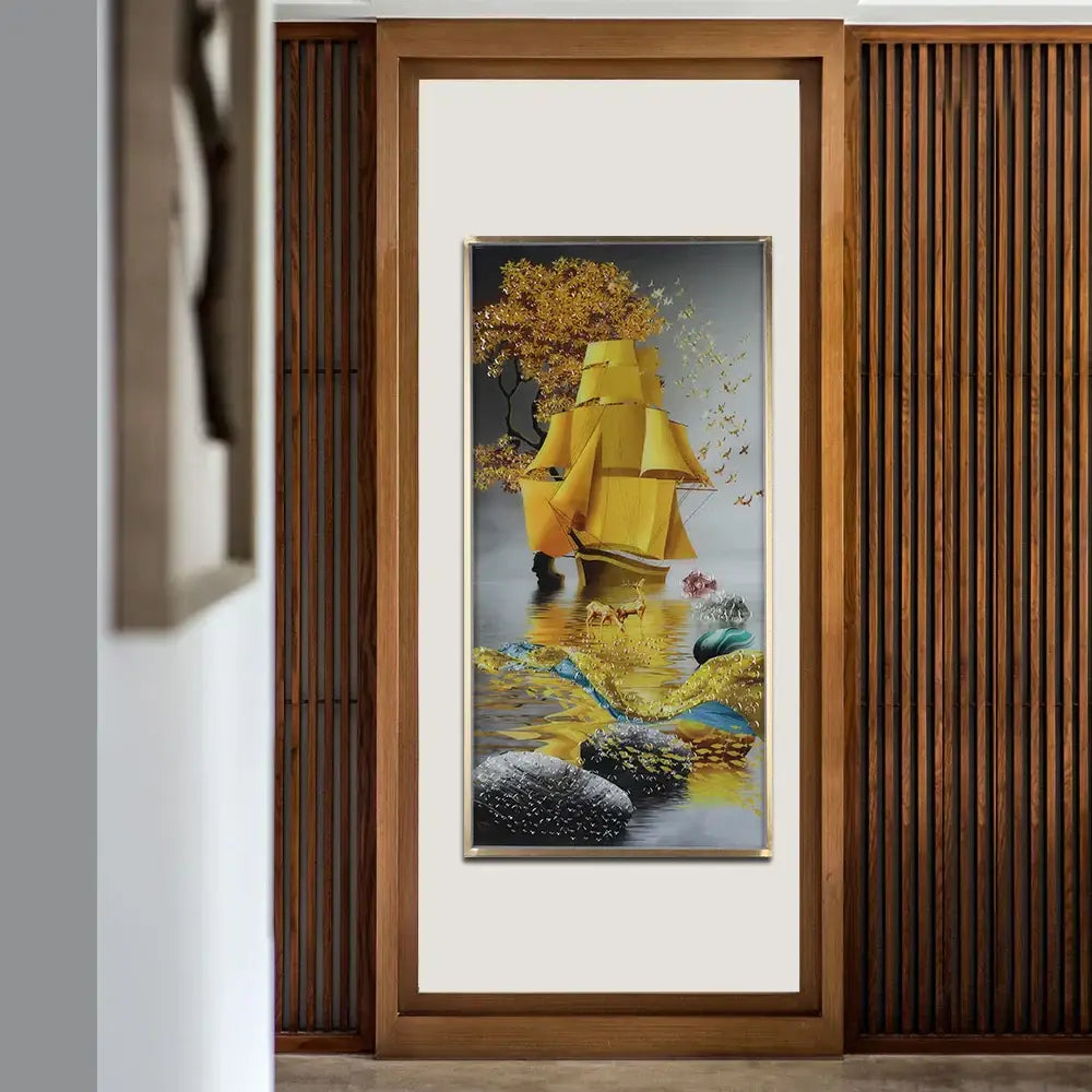 Modern golden scenic mountain wall sconces for living room decor