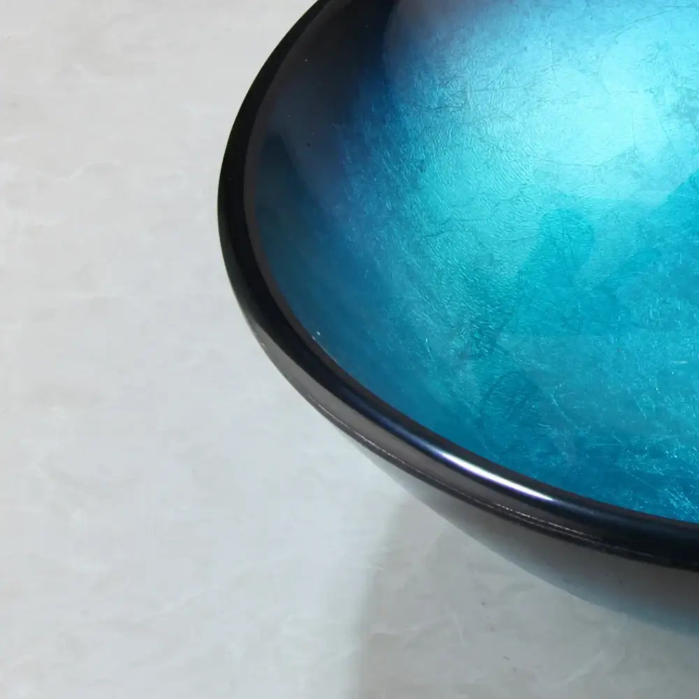 Modern gradient blue glass sink set bathroom vessel sink