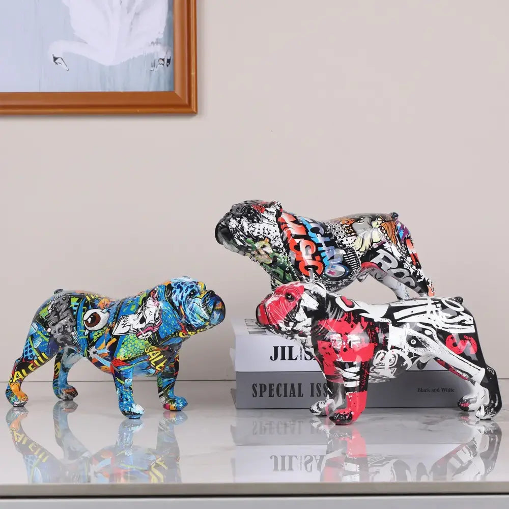 Modern graffiti decorbites bulldog figurines living room art ornament